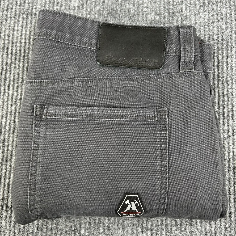 Eddie Bauer Men Pants 34x32 Gray Capacitor Canvas Mountain Ops Double Knee